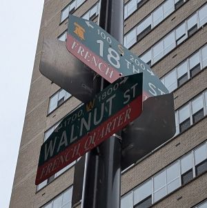 Photo of the street sign at 18th and Walnut